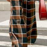 High Waisted Wide Leg Plaid Split-Joint Pants Trousers