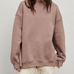 Solid Color Loose Sweatshirt Street Style Oversize Polar Fleece Pullover