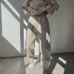 Two Piece Outfits Casual Lounge Sets Round Neck Sweatshirt Pullover with Hip Hop Pants