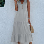 Sleeveless loose casual solid color vest dress