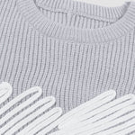 Nadorine Casual Heart Round Neck Pullovers Long Sleeve Sweaters