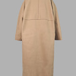 Long Sleeves Loose Solid Color Collarless Woolen Coat