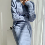 Women's Elegant Two Pieces Sweater Outfits Open Front Cardigan and Bodycon Skirt Sets