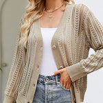 Rib Knit Button Front Cardigan with Pockets