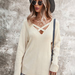 Sexy Hollow V Neck Long Sleeve Sweater