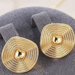Retro Textured Concentric Circle Square Earrings