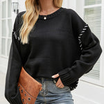 Loose Casual Knitted Patchwork Sweater Top