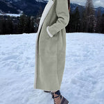 Faux Suede Drop Shoulder Pocket Longline Shearling Coat