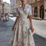 Floral Wrap Midi Dress With Tie Waist