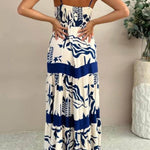 Elegant Ruffled With Floral Print Maxi Dress