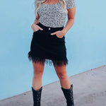 Solid Color Short Skirt Tassel Skinny Denim Skirts