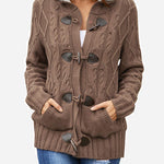 Nadorine Women's Casual Loose Fitting Fluffy Button Down Knitwear Coatigan Chunky Cable Hooded Cardigan