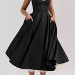 Suspender V-Neck Sleeveless Tutu Maxi Dress