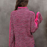 Casual Long Sleeves Loose Contrast Color Half Turtleneck Sweater Tops