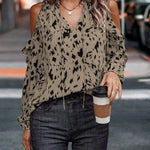 Nadorine Floral Cold Shoulder Lantern Sleeve Blouse for Women Casual Boho Summer Vacation 2026 | Under $40