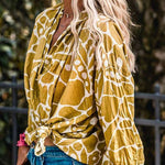 Ginger Abstract Floral Print V Neck Blouse