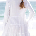 Vacation Lace Cutout Bell Sleeve Mini Dress