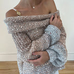 Nadorine Cozy Sequined Off-shoulder Sweater