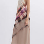 Unique Printed Halterneck Lace Up Backless Maxi Dress
