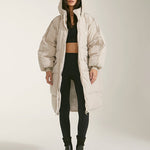 Long Thick Hoodied Cotton Jacket Coat