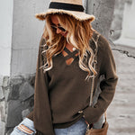 Sexy Hollow V Neck Long Sleeve Sweater