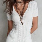 Vintage Cable Knit Slim-fit Mini Dress