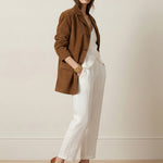 Long Sleeves Loose Buttoned Solid Color Split-Joint Notched Collar Blazer Outerwear