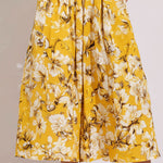 Boho Halter Yellow Botanical Print A-Line Cutout Midi Dress With Pockets