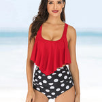 High Waisted Two Piece Beach Halter Print Bikini Bathing Swimsuits Tummy Controlled