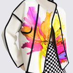 Long Sleeves Loose Buttoned Flower Print Pockets Split-Joint Stand Collar Outerwear