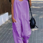 Relaxing Bay Solid Color Pocketed Casual Beach Jumpsuit