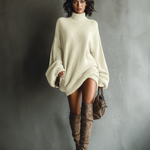 Women's Caramel Brown Vintage Style Knit Mini Dress