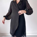 Solid Color Lapel Pleated Blazer Dress