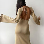 Nadorine Elegant Fungus-trimmed Backless Strappy Dress for Women Casual Summer Vacation 2026
