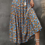 Floral fungus lace stitching layered skirt bohemian tassel seaside holiday beach skirt