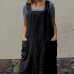 Nadorine Women's Cross Back Apron with Pockets Pinafore Dress