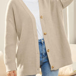 Open Front Oversized Button Lightweight Sweaters V Neck Loose Cardigans Knit Outwear