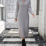 Sweater Maxi Dress Long Sleeve Button V Neck Knitted Dresses Oversized Loose Fashion Streetwear