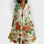 Ava Cooper | Floral V-Neck Midi Dress For Women