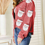 Nadorine Christmas Santa Sequin Raw Hem Jacket