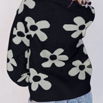 Floral Print Knitted Long Sleeve Pullover Sweater