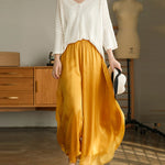 Casual Solid Color Chiffon Column Wide Leg Pants&Skirt