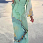 Check Her Stories Marble Print Party/Vacation Dress