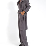 Nadorine Casual Slim Fit Long Blazers Collar Open Front Jacket with Pockets
