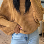 Fashionable Round Neck Bat Sleeve Knitted Sweater