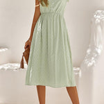 Sweet Elegant Solid V Neck A Line Short Sleeve Dress
