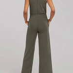 Nadorine Women's Adjustable Belt Overalls Rompers Sleeveless Wide Leg Jumpsuit