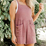 Plus Size Solid Color Casual Loose Adjustable Overalls Wide Leg Shorts Jumpsuits