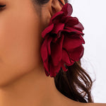 Solid Color Three-Dimensional Flower Drop Earrings