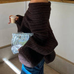 Fashionable Irregular Collar Loose Casual Knitted Sweater